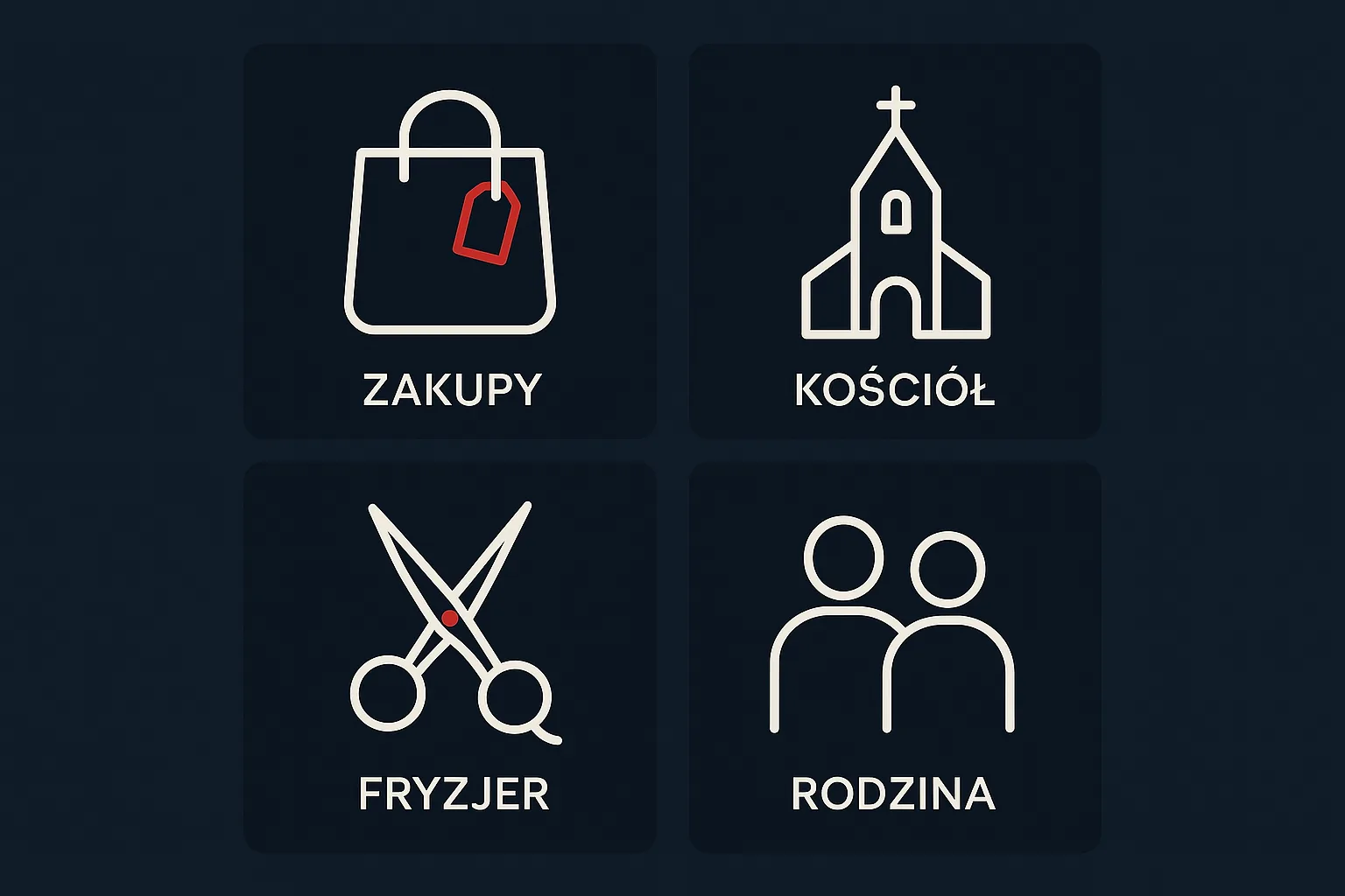 Typowe kursy seniora: zakupy, kościół, fryzjer, odwiedziny u rodziny